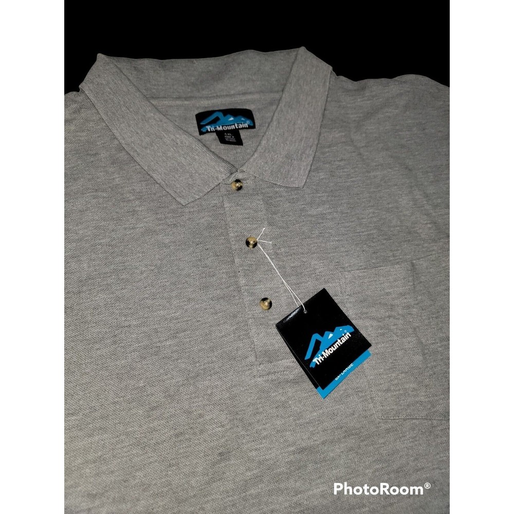 Tri-Mountain Mens Size 6XL Polo Shirt Gray Short Sleeve Golf Collared NWT - Picture 2 of 11